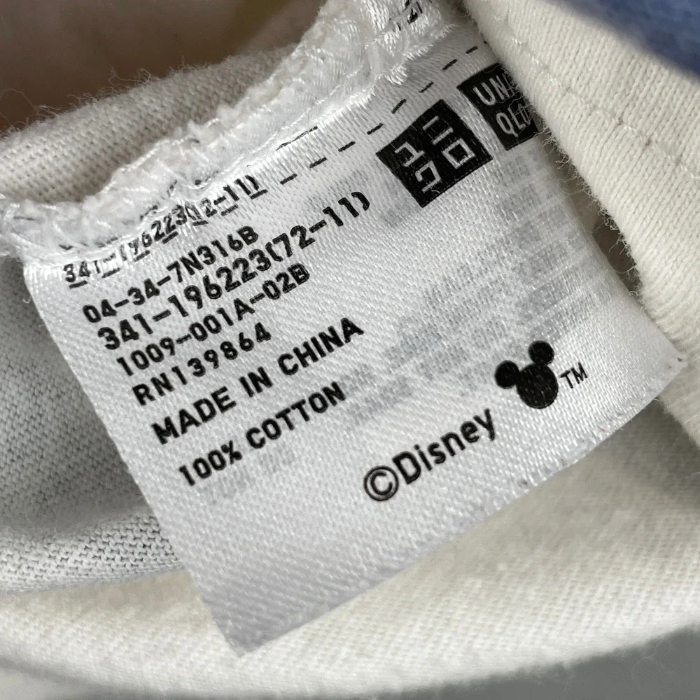 UNIQLO Disney Mickey Mouse Striped TShirt XL Blue White Cotton Graphic Tee Vacay